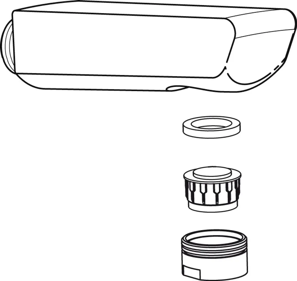 Herausziehbare Handbrause mit Chrom-Oberfläche, bestehend aus mehreren Komponenten. Ideal Standard Produkt, schematische Darstellung ohne zusätzliche Details.